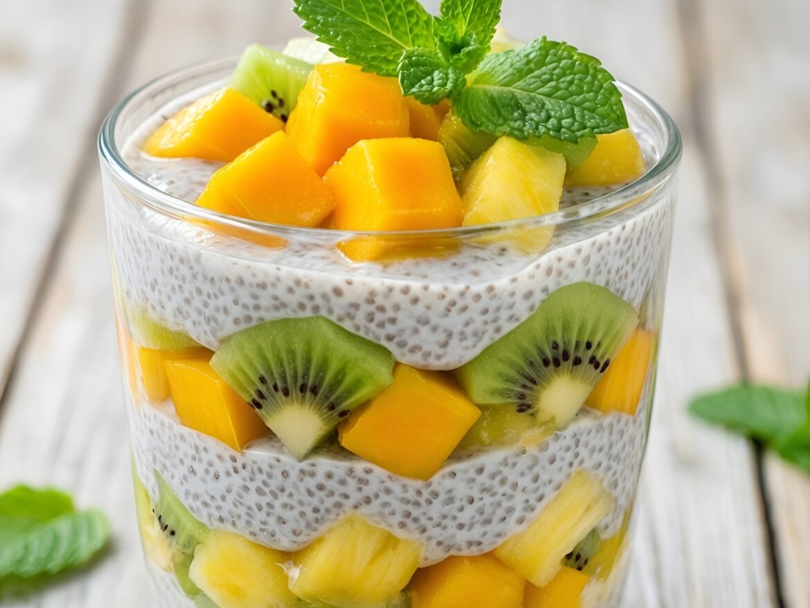Tropical Bliss Coconut Chia Pudding Parfait with Fresh Fruits