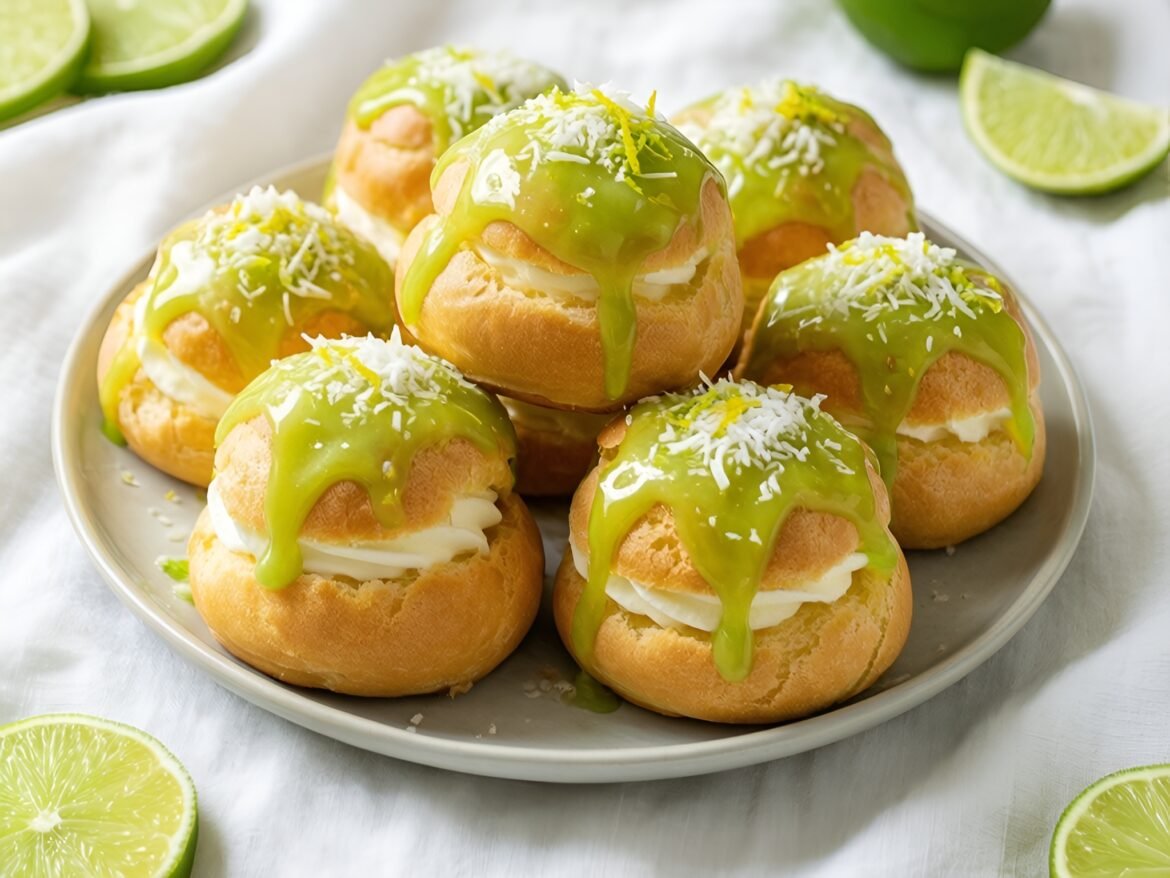 Tropical Coconut-Ginger Cream Puffs with Zesty Lime Glaze