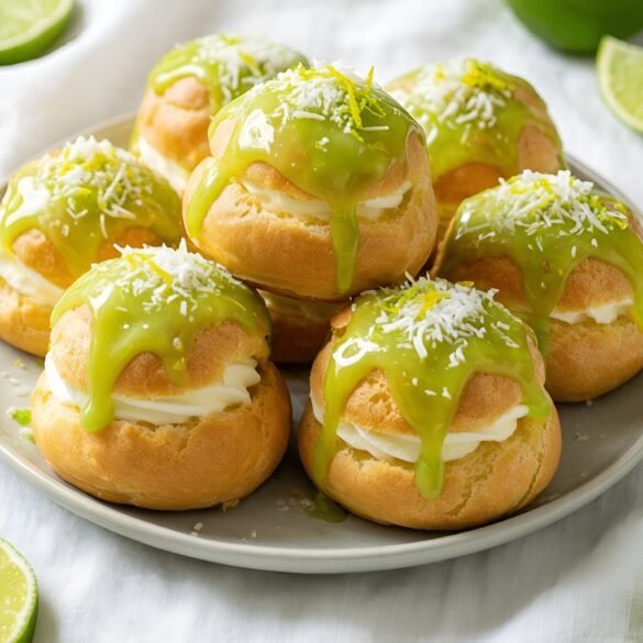 Tropical Coconut-Ginger Cream Puffs with Zesty Lime Glaze