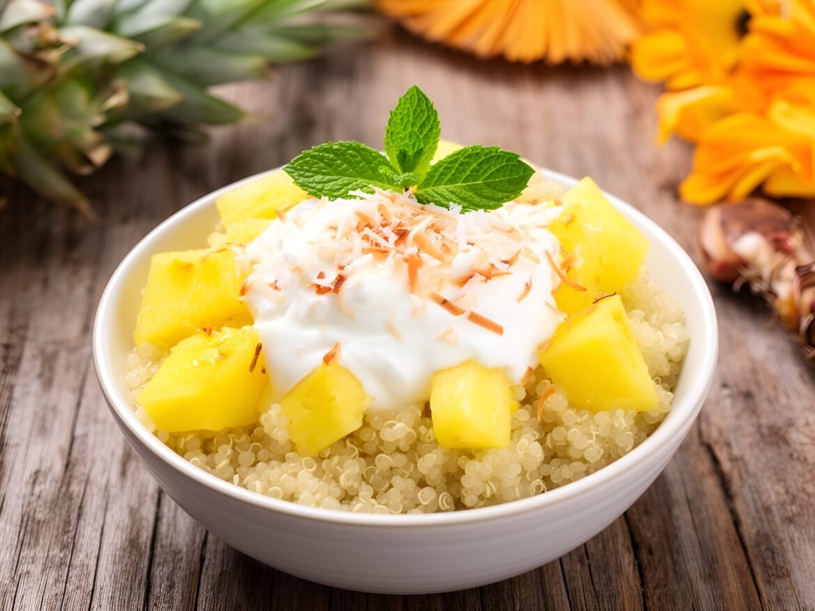 Tropical Coconut-Pineapple Breakfast Quinoa Bowls