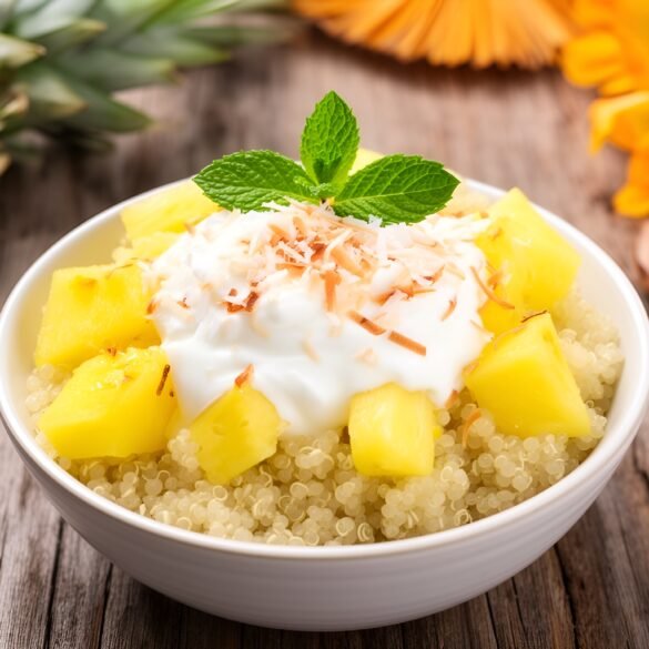 Tropical Coconut-Pineapple Breakfast Quinoa Bowls