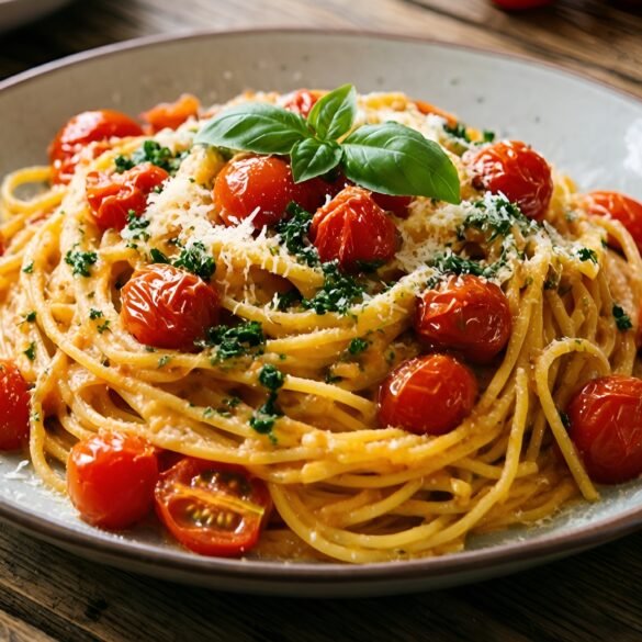 Tuscan Herb-Infused White Bean Pasta with Roasted Tomatoes