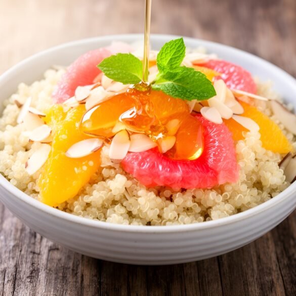 Vibrant Citrus Quinoa Breakfast Bowl with Almonds and Honey