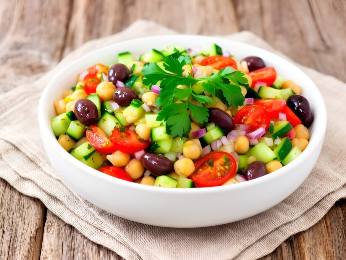 Vibrant Crisp Mediterranean Chickpea Salad with Zesty Lemon-Olive Dressing