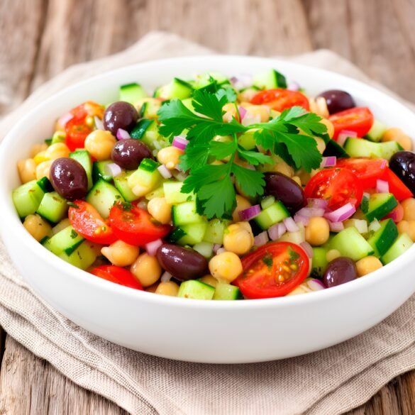Vibrant Crisp Mediterranean Chickpea Salad with Zesty Lemon-Olive Dressing