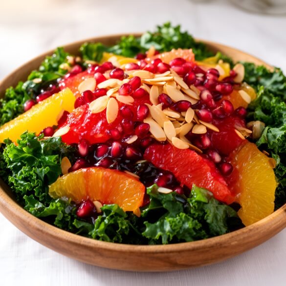 Vibrant Kale Salad with Pomegranate Citrus Dressing