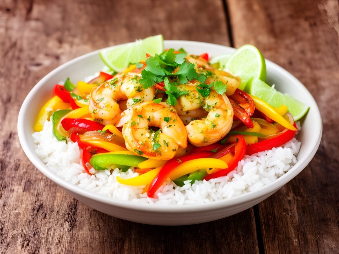 Vibrant Zesty Cilantro-Lime Shrimp Fajita Bowl