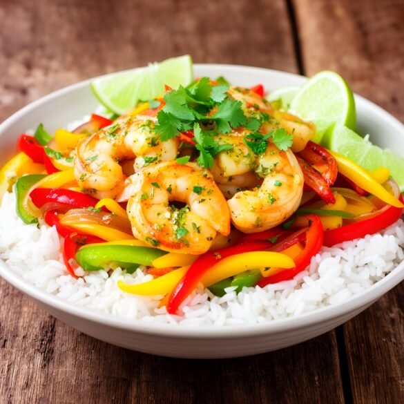 Vibrant Zesty Cilantro-Lime Shrimp Fajita Bowl