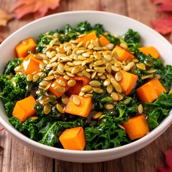 Warm Butternut Squash and Kale Salad with Toasted Pumpkin Seeds