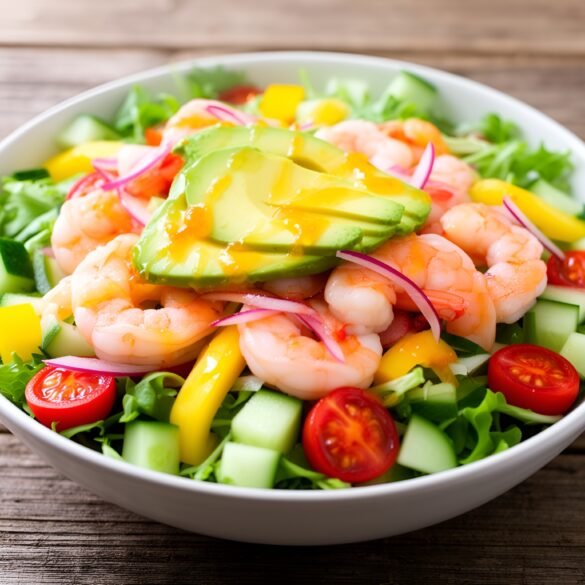 Whimsical Rainbow Shrimp Salad with Citrus Dressing