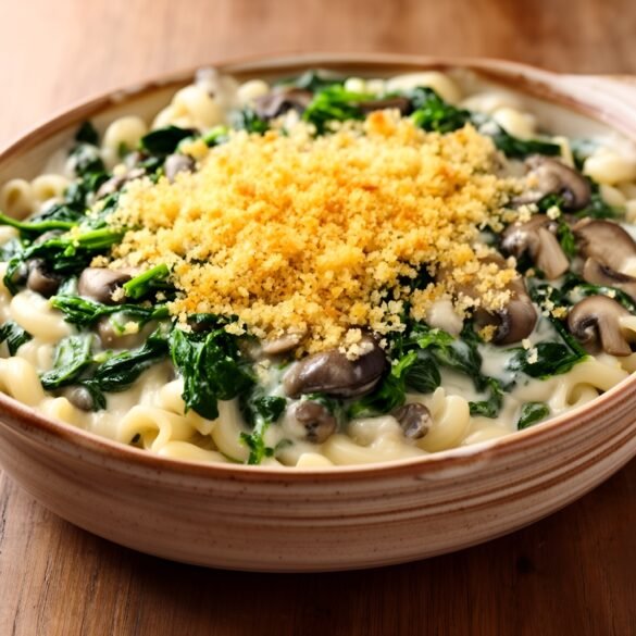 Wholesome Creamy Spinach and Mushroom Pasta Bake