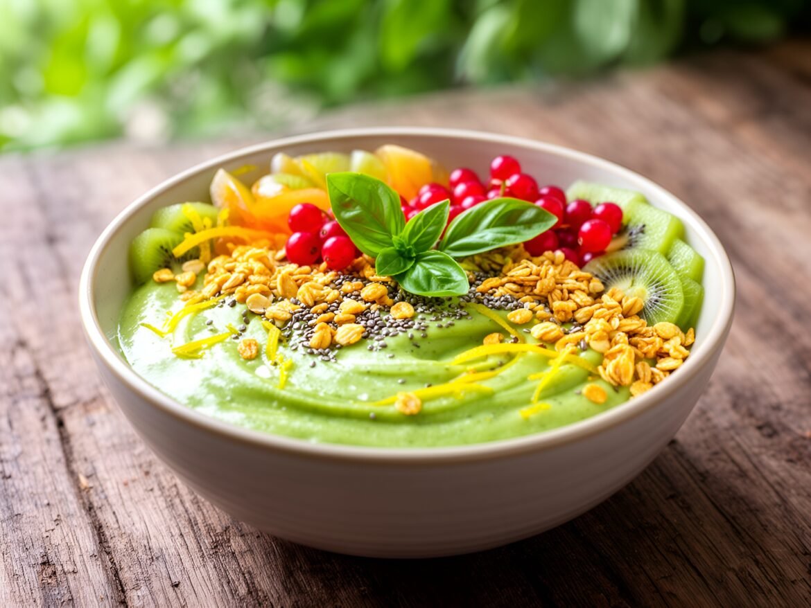 Zesty Avocado-Basil Smoothie Bowl with Citrus Twist