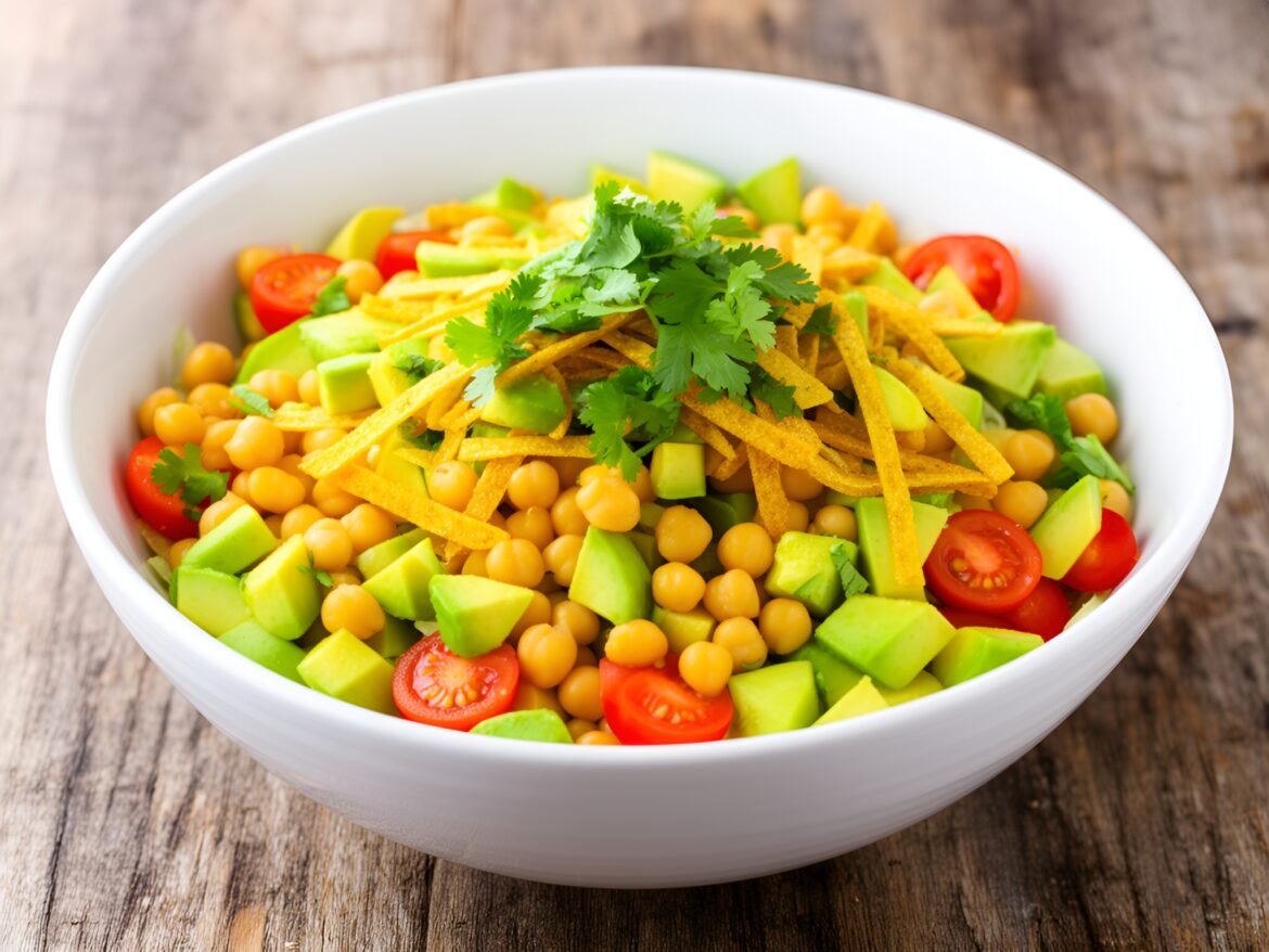 Zesty Cilantro-Lime Chickpea Salad with Avocado and Crunchy Tortilla Strips