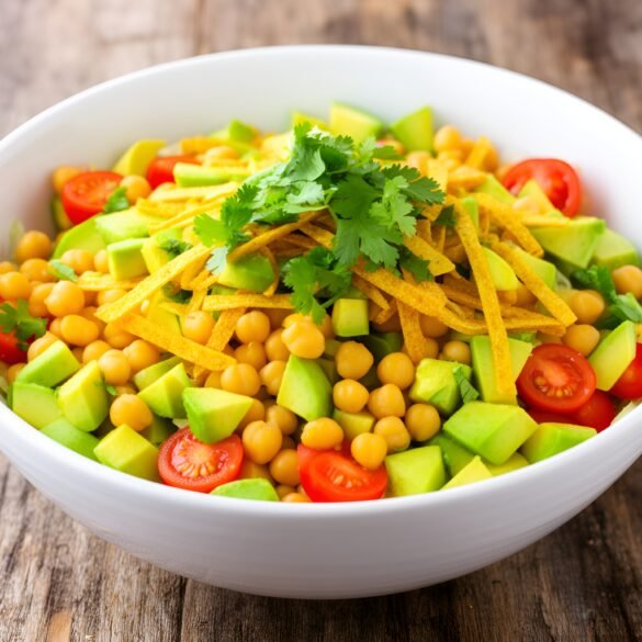 Zesty Cilantro-Lime Chickpea Salad with Avocado and Crunchy Tortilla Strips