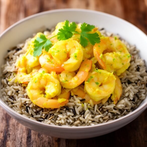 Zesty Curried Coconut-Lime Shrimp with Wild Rice