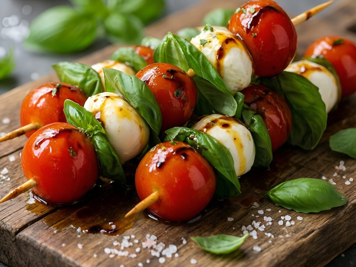 Zesty Lemon-Balsamic Caprese Skewers with Fresh Basil