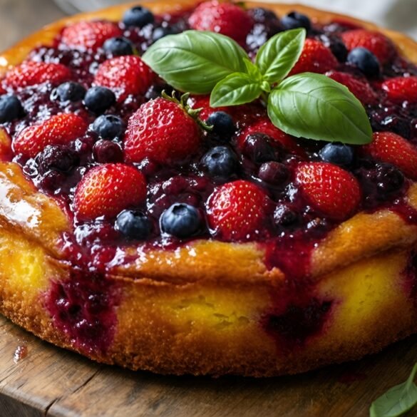 Zesty Lemon-Basil Olive Oil Cake with Fresh Berry Compote