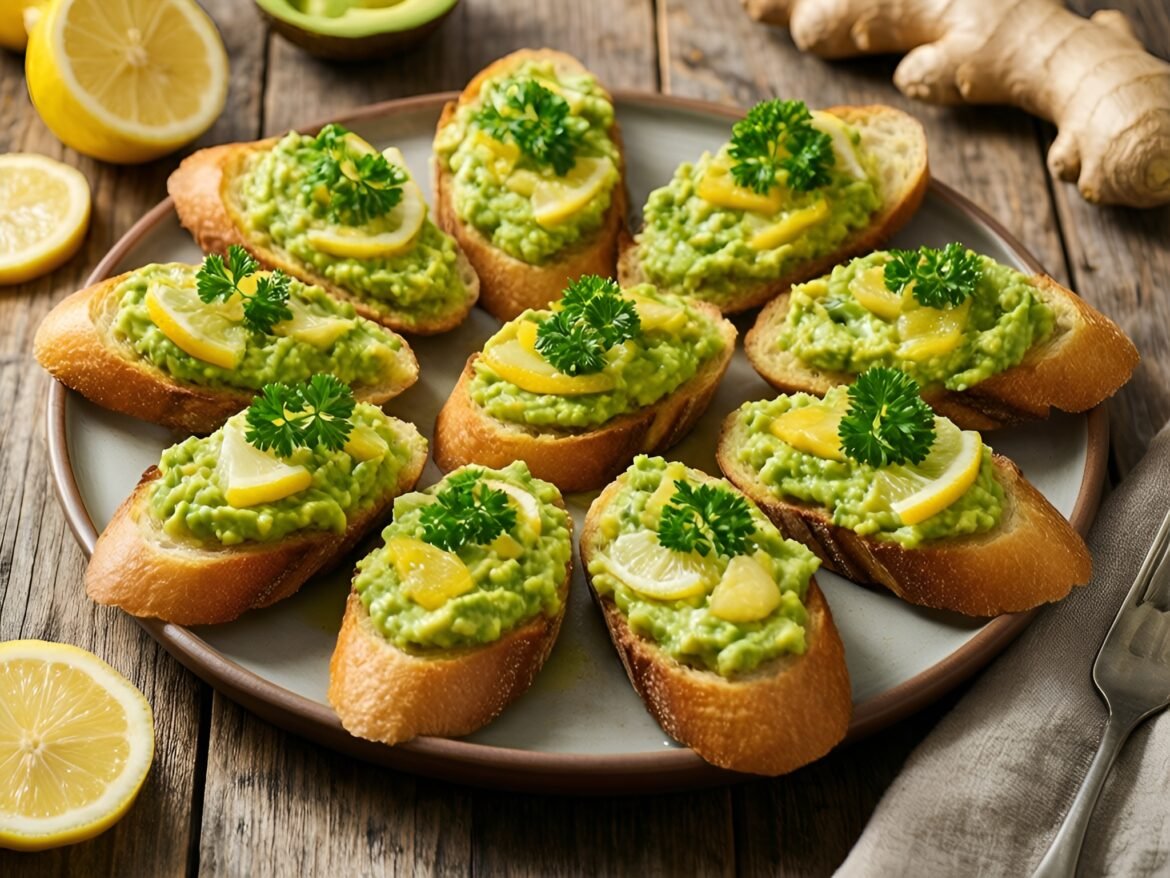 Zesty Lemon-Ginger Avocado Bruschetta