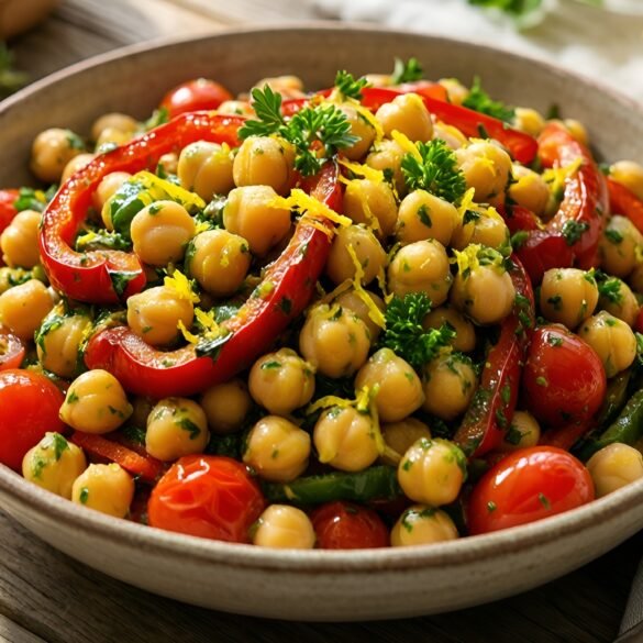Zesty Lemon-Thyme Chickpea Salad with Roasted Red Peppers