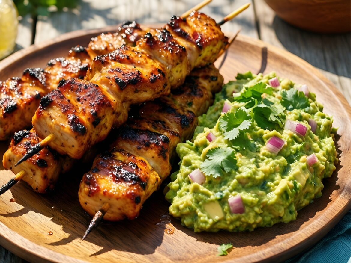 Zesty Spiced Honey-Lime Chicken Skewers with Creamy Avocado Salsa