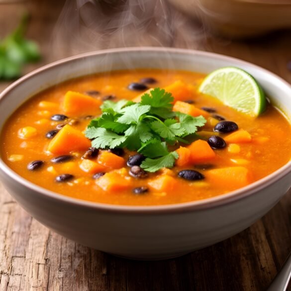 Zesty Spicy Southwest Sweet Potato and Black Bean Soup