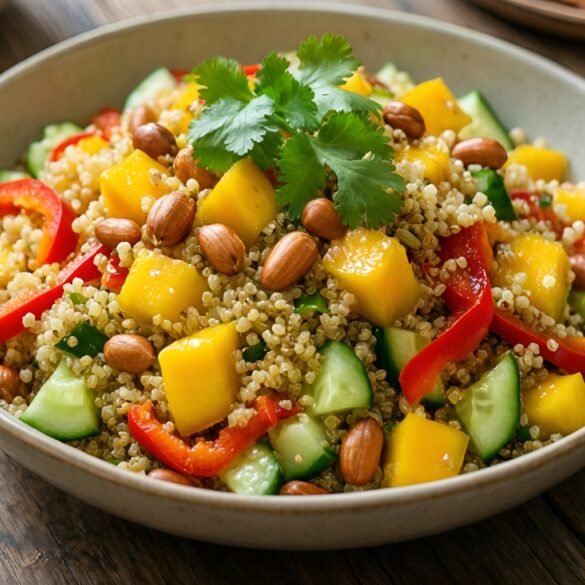 Zesty Spicy Thai Mango Quinoa Salad with Crunchy Peanuts