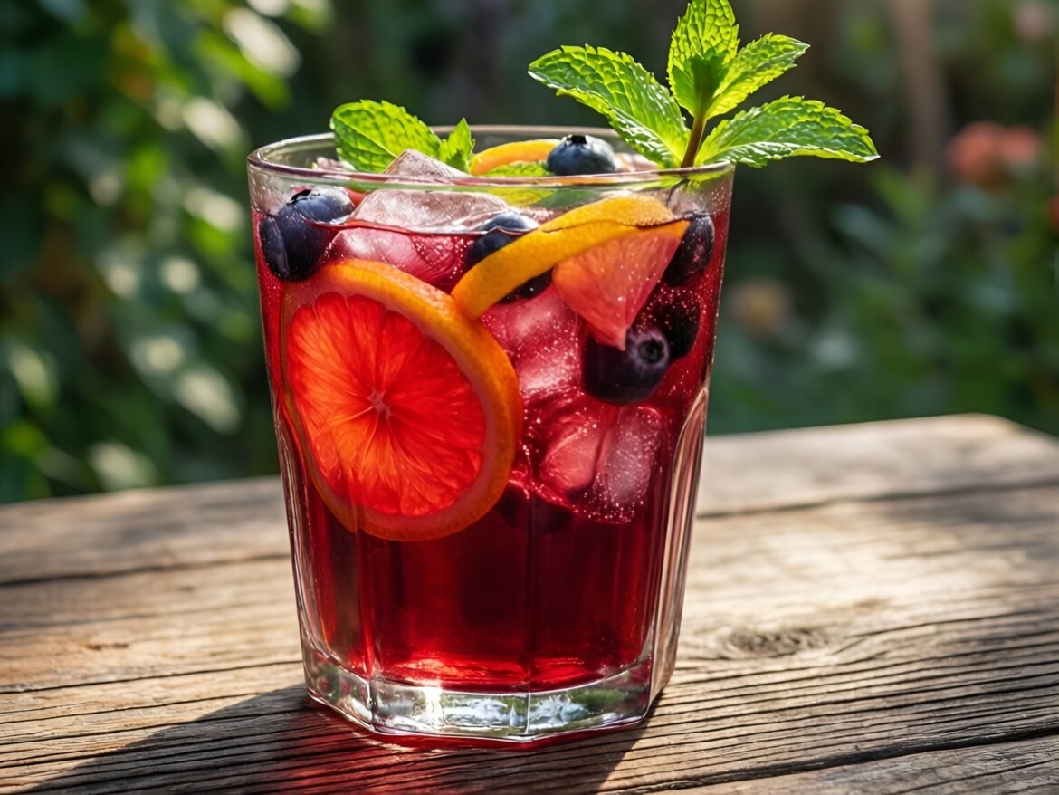 Chilled Hibiscus and Mint Delight