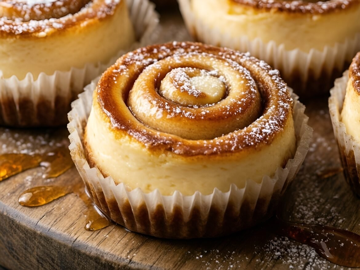 Cinnamon Roll Cheesecake Bites with Maple Swirl