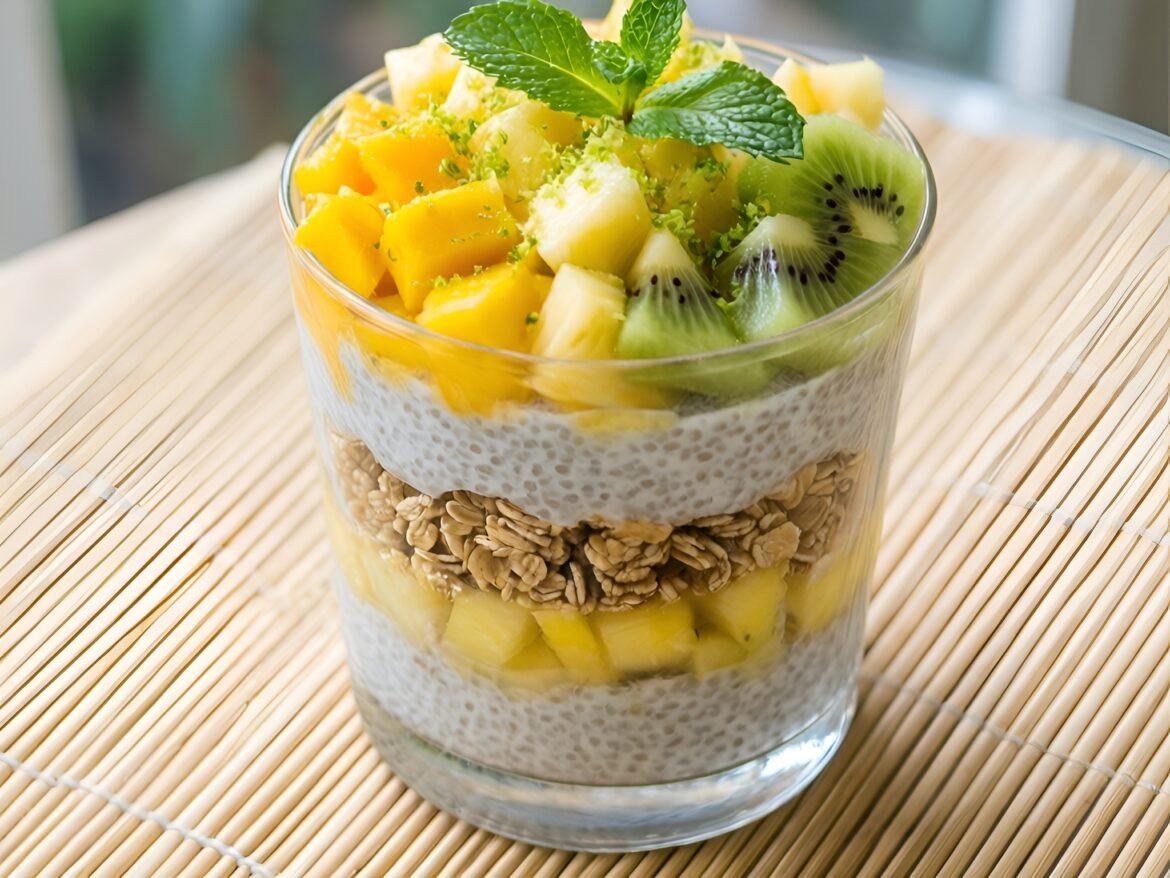Creamy Coconut-Lime Chia Pudding Parfait with Tropical Toppings