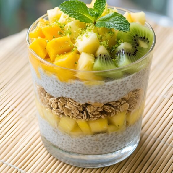 Creamy Coconut-Lime Chia Pudding Parfait with Tropical Toppings