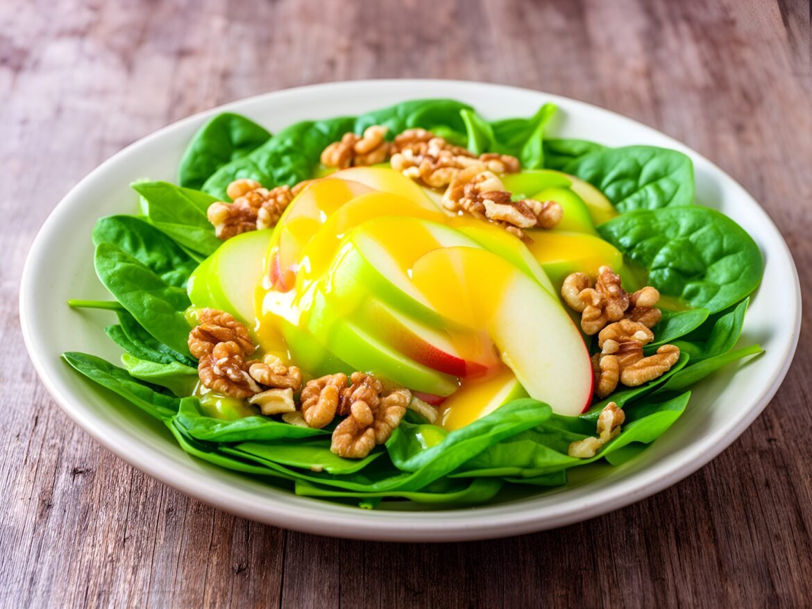 Crisp Apple-Walnut Spinach Salad with Maple-Citrus Vinaigrette