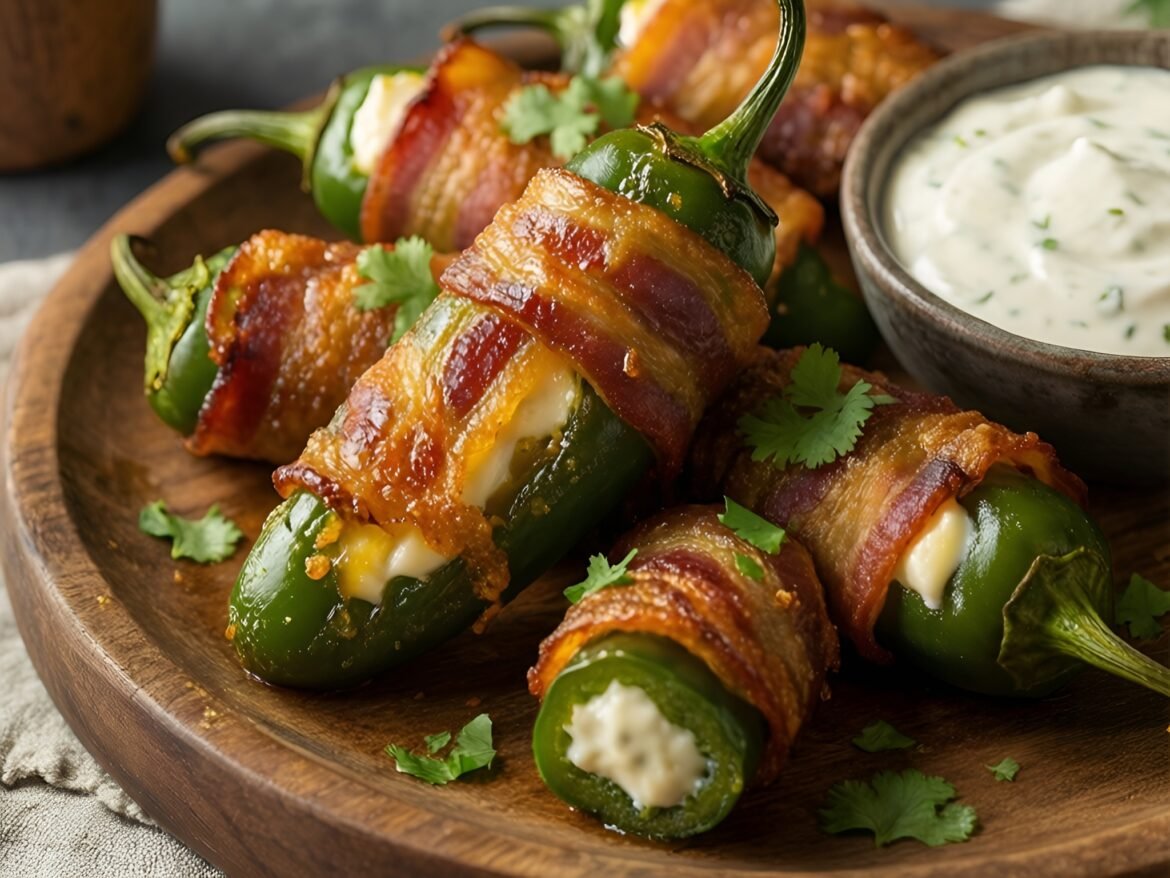 Crispy Bacon-Wrapped Jalapeño Poppers with Creamy Cheese Filling
