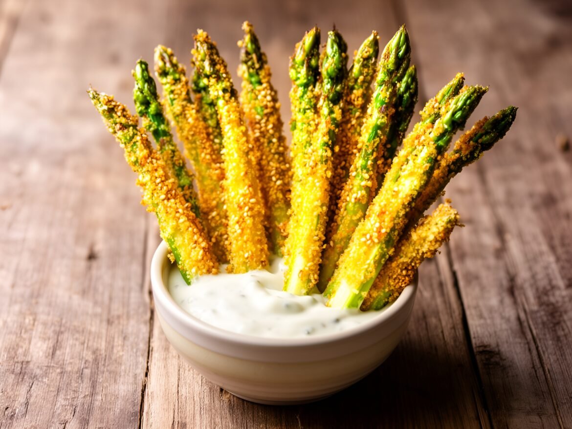 Crispy Sesame-Crusted Asparagus Sticks with Tangy Dipping Sauce