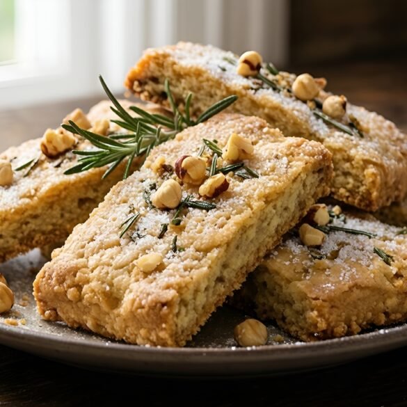 Crispy Toasted Hazelnut Rosemary Shortbread Bars