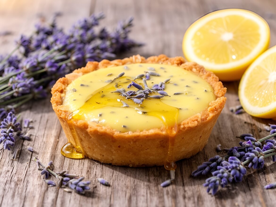 Delicate Lemon-Lavender Almond Tartlets Drizzled with Honey