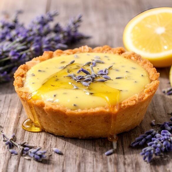 Delicate Lemon-Lavender Almond Tartlets Drizzled with Honey