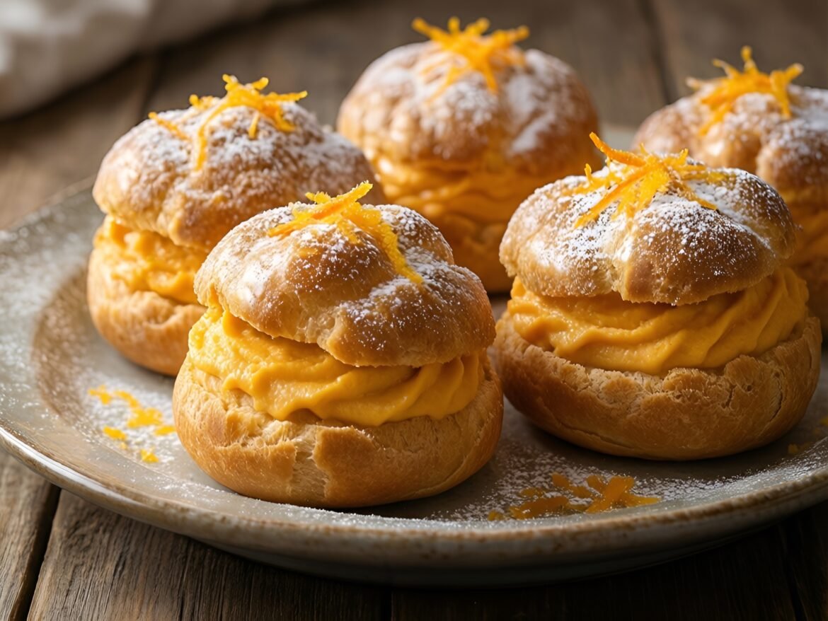 Delicate Orange-Saffron Cream Puff Fantasies