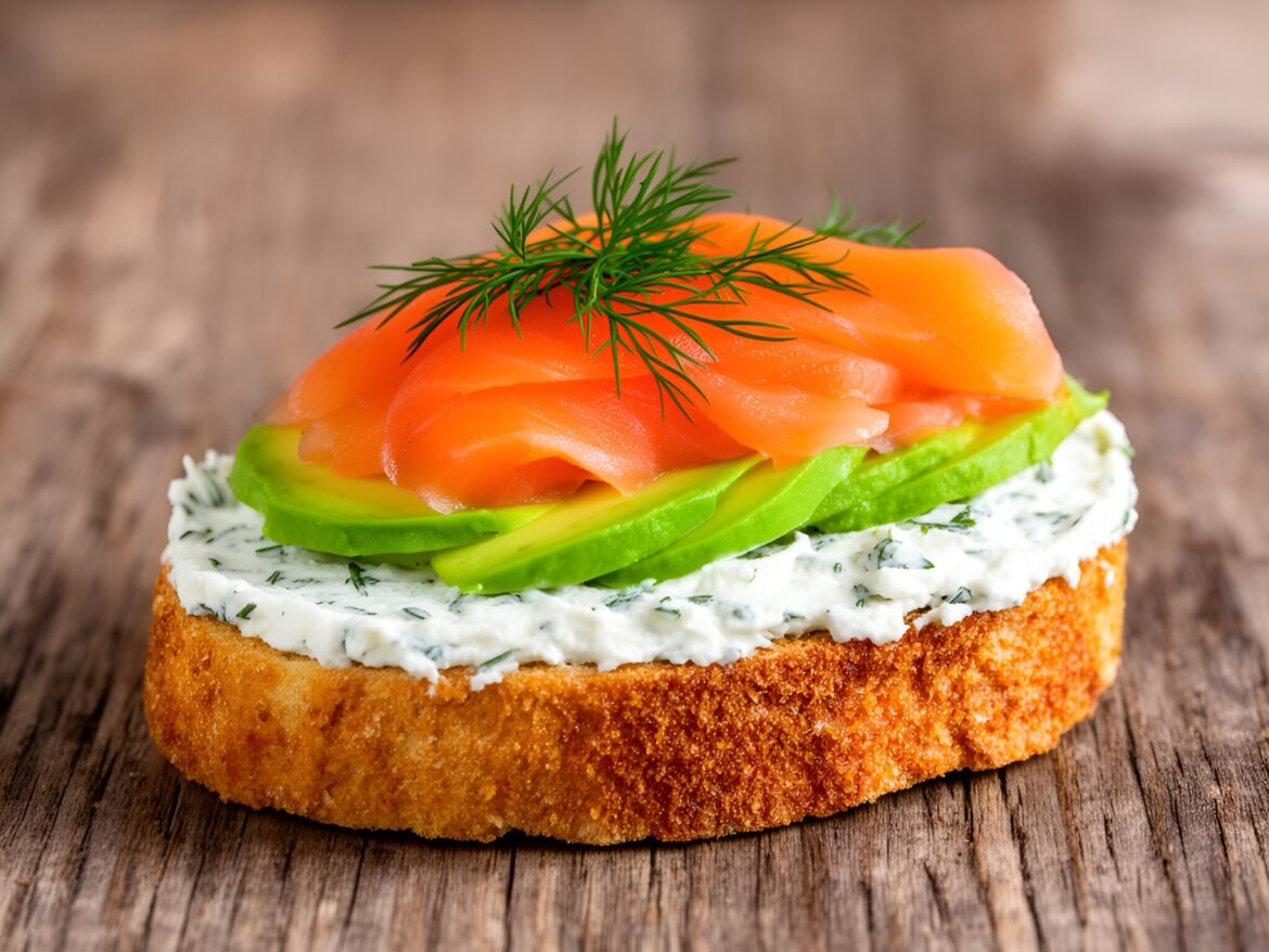 Elegant Smoked Salmon and Avocado Tartine with Dill Cream Cheese