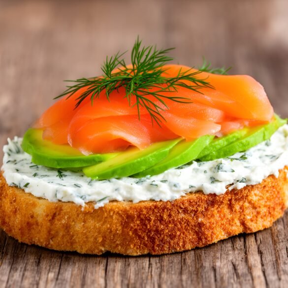 Elegant Smoked Salmon and Avocado Tartine with Dill Cream Cheese