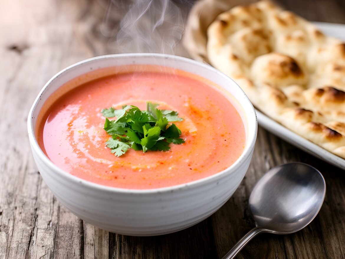 Fiery Coconut-Tomato Chickpea Soup with Fresh Cilantro