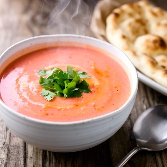 Fiery Coconut-Tomato Chickpea Soup with Fresh Cilantro