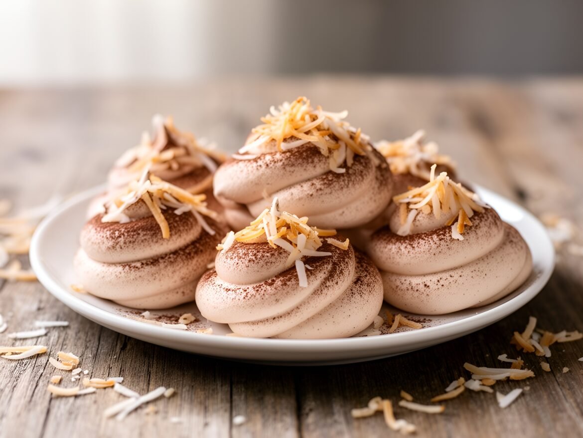 Fluffy Chocolate-Coconut Meringue Clouds