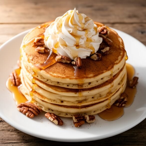 Fluffy Cinnamon-Pecan Pancakes with Maple Whipped Cream