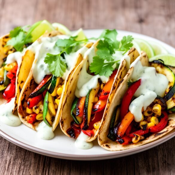 Grilled Smoky Chipotle Vegetable Tacos with Lime Crema
