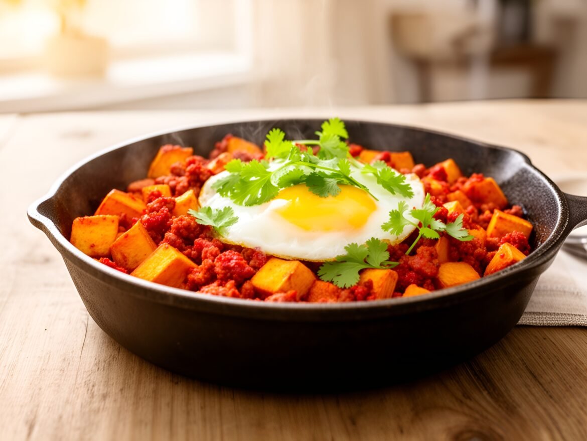 Hearty Sweet Potato and Chorizo Breakfast Hash