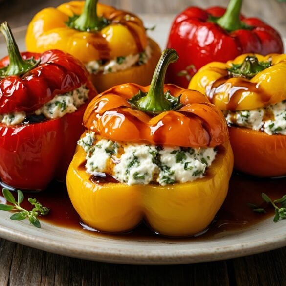 Herb-Infused Goat Cheese Stuffed Mini Peppers with Balsamic Glaze