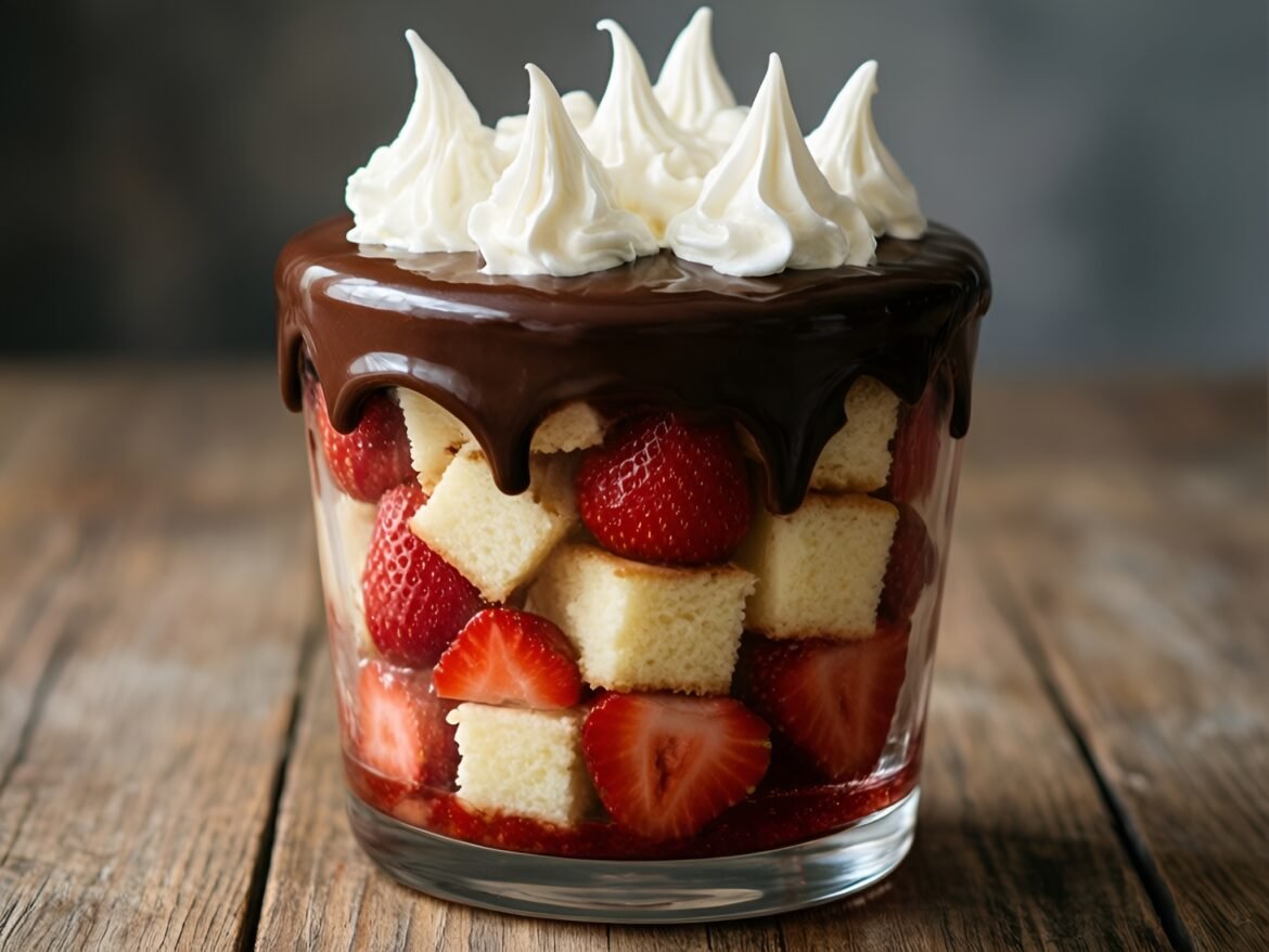Indulgent Chocolate-Covered Strawberry Shortcake Trifle
