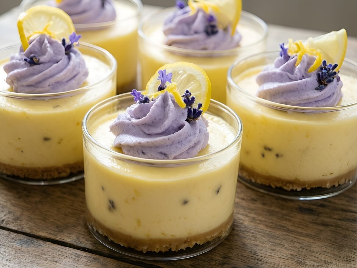 Lavender-Infused Honey Lemon Cheesecake Cups
