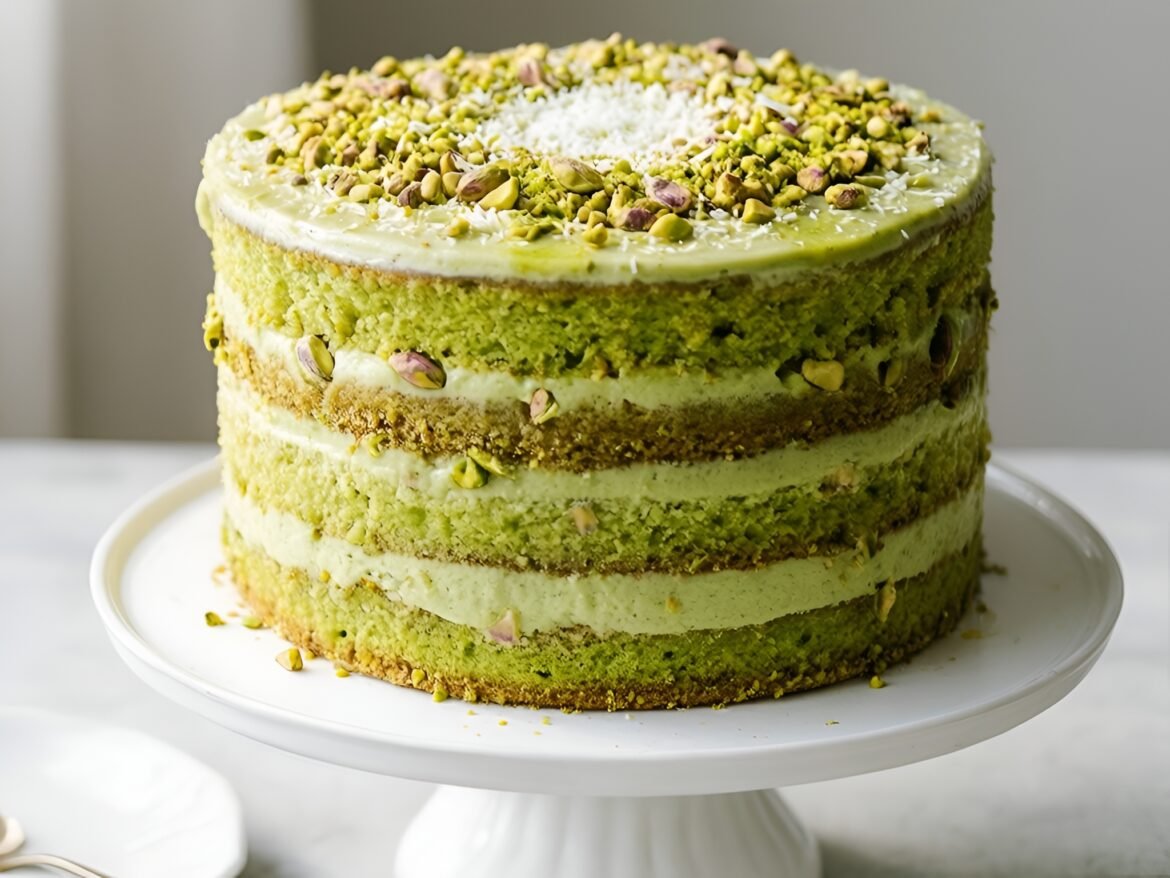 Luscious Pistachio-Coconut Layer Cake with Zesty Lime Frosting