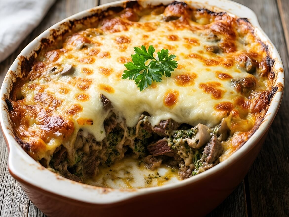 Savory Herb-Infused Beef and Mushroom Bolognese Bake